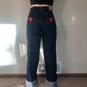 Vintage 70's Jeans w/ Strawberry Patches